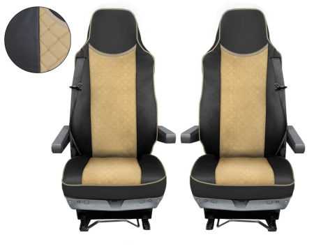 Set huse din piele ecologica pentru MAN TGX 2015–2021- Bej/Negru [1]
