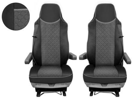 MAN - Set huse din piele ecologica pentru MAN TGX 2015–2021 Gri/Negru