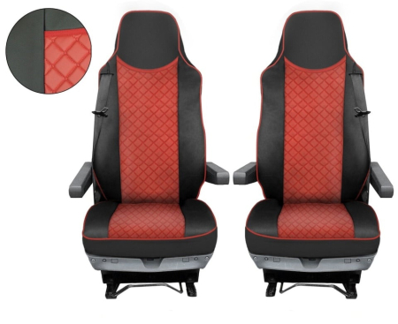 MAN - Set huse din piele ecologica pentru MAN TGX 2015–2021  Roșu/Negru