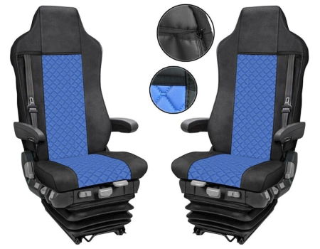 MAN - Set huse din piele ecologica pentru MAN TGX 2021-2025 - Albastru/Negru