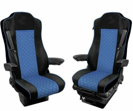 Huse scaune camioane - Set huse din piele ecologica pentru MERCEDES ACTROS MP4 (2015-2021) Albastru/Negru
