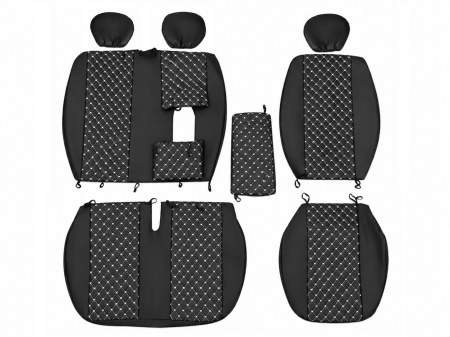 Set Huse din Piele Ecologica pentru Mercedes Sprinter W906 2006-2018 – Negru cu Cusatura Alba [5]