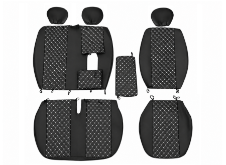 Set Huse din Piele Ecologica pentru Mercedes Sprinter W906 2006-2018 – Negru cu Cusatura Alba [5]