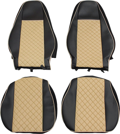 Set huse din piele ecologica pentru VOLVO FH12 2006-2015 Bej/Negru [1]