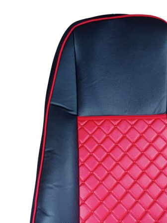 Set huse din piele ecologica pentru VOLVO FH12 2006-2015 Roșu/Negru [2]