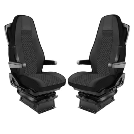 Huse scaune camioane - Set huse din piele ecologica pentru VOLVO FH12 (2016-2020) Negru