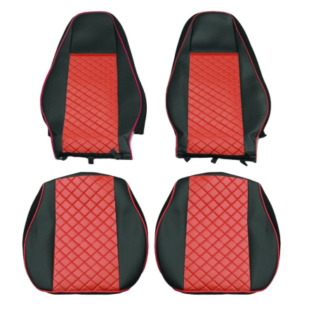 Set huse din piele ecologica pentru VOLVO FH12 (2016-2020)   Roșu/Negru [2]