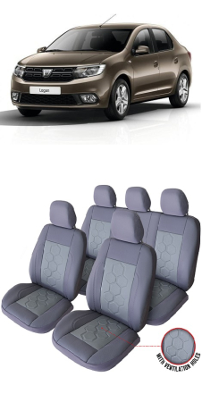 Dacia - Set huse piele perforata Gri Dacia Logan 2012-2020