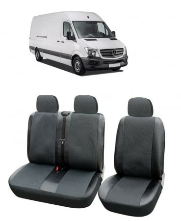 Mercedes - Set Huse Scaune din piele si textil Mercedes Sprinter 3 locuri 2+1 (2007-2017)