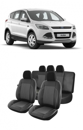 Ford - Set huse Scaune piele si textil  FORD Kuga 2013 - 2016 bancheta fractionata