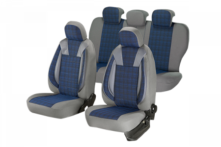 Set Huse Scaune piele si textil compatibile Skoda Octavia (2012-2020) Albastru [3]