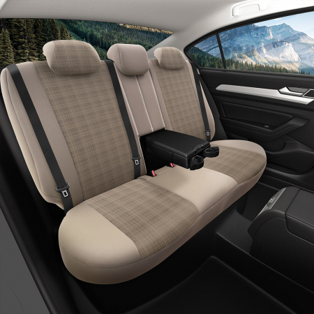 Set Huse Scaune piele si textil compatibile Skoda Octavia (2012-2020) Bej [7]