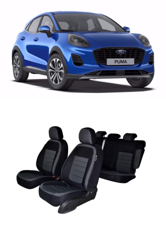 Ford - Set huse scaune material textil dedicate FORD PUMA 2019-2025  (BANCHETA FRACTIONATA)