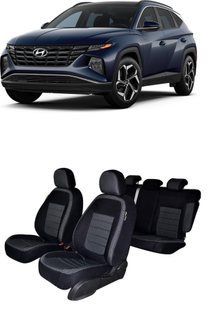 Accesorii pentru interior - Set huse scaune material textil dedicate  HYUNDAI TUCSON (2021-2025) (BANCHETA FRACTIONATA 2+1)