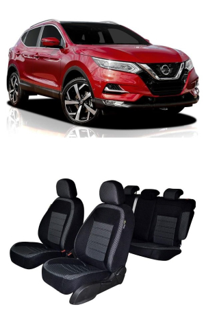 Accesorii pentru interior - Set huse scaune material textil dedicate  NISSAN QASHQAI 2021- 2024 (SCAUNE SPORT, BANCHETA FRACTIONATA, TEKNA/PLATINUM/SKY PACK/DESIGN)