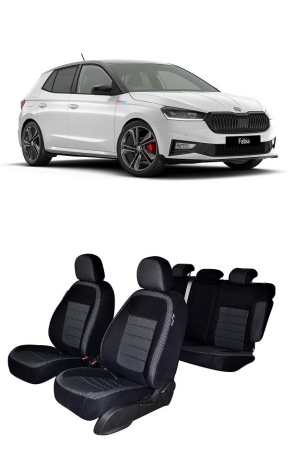 Accesorii pentru interior - Set huse scaune material textil dedicate SKODA FABIA 2021-2026 (BANCHETA FRACTIONATA)