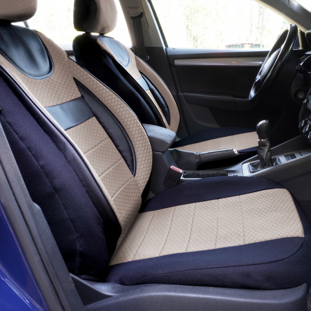 Ford - Set Huse scaune auto piele si textil  Bej FORD Ecosport (2018-2024) bancheta fractionata