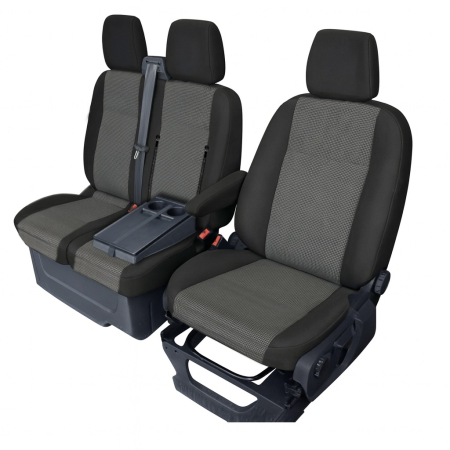 Ford - Set huse scaune auto dedicate Ford Transit Custom (2013-2023) 2+1, negru-gri