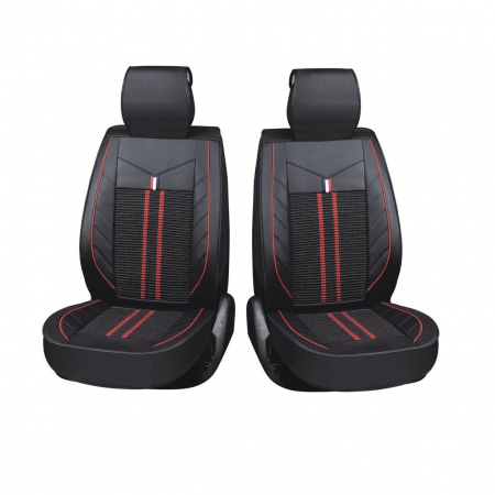 Set Huse Scaune Auto 1+1 Universale LUX Piele ecologica/Textil Negru/Rosu [1]