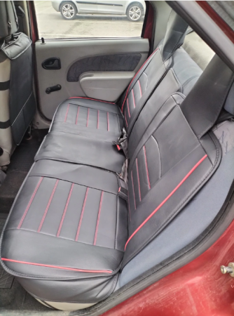Set huse Scaune Auto Lux Piele ecologica  Dacia Logan (2004-2012) Negru/Rosu 9buc [6]