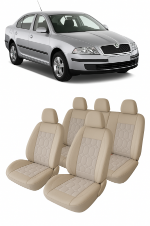 Skoda - Set huse scaune auto piele alcantara Bej compatibile  SKODA OCTAVIA II 2004-2010