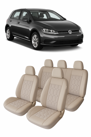 Volkswagen - Set huse scaune auto piele alcantara Bej compatibile VW Golf 7 (2014-2019)