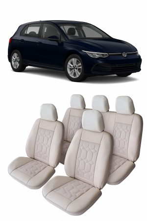 Volkswagen - Set huse scaune auto piele alcantara Bej compatibile  VW Golf VIII (2020-2025)