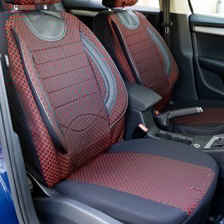 Ford - Set Huse scaune auto piele si textil FORD Ecosport 2018 - 2024 (ROSU)