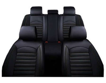 Set Huse Scaune Auto Universale Lux, Piele ecologica, Negru 9buc [1]
