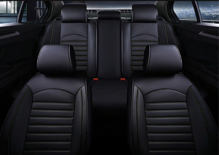 Set Huse Scaune Auto Universale Lux, Piele ecologica, Negru 9buc [2]