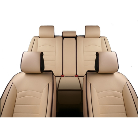 Accesorii pentru interior - Set Huse Scaune Auto , Universale, Lux, Piele ecologica, Bej, 8buc