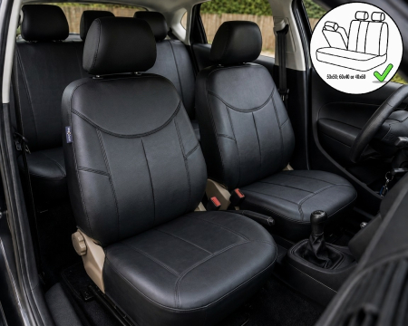Universale - Set huse Scaune Auto Universale Piele ecologica, negru, 8 buc