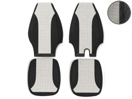 Set Huse Scaune Camion pentru Volvo FH12 2002-2012, Textil, Negru-Gri, 4 Piese [3]