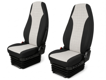 Set Huse Scaune Camion pentru Volvo FH12 2002-2012, Textil, Negru-Gri, 4 Piese [1]
