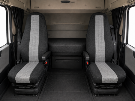 Huse scaune camioane - Set Huse Scaune Camion pentru Volvo FH4 2014+, Textil, Negru-Gri, 4 Piese