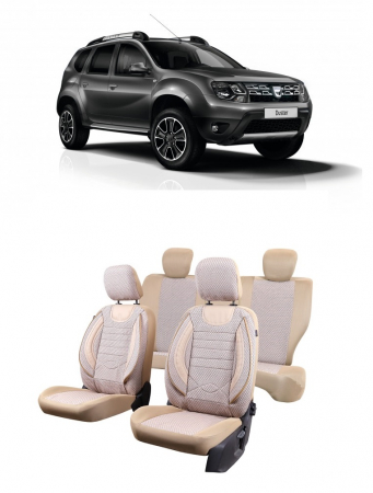 Dacia - Set huse scaune compatibile Dacia Duster 2010-2017 Piele + Textil (Compatibile cu sistem AIRBAG)