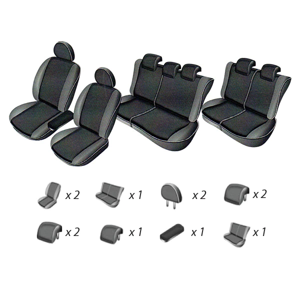Set Huse scaune DACIA LODGY 7 locuri 2012 - 2019 (Bancheta fractionata si husa cotiera) [1]