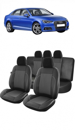 Audi - Set huse scaune piele si textil  AUDI A4 2017-2019 Premium (Bancheta fractionata )