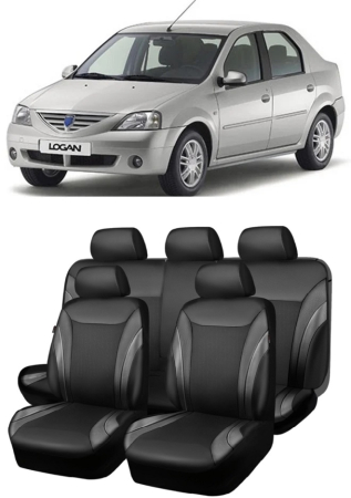 Huse auto - Set Huse scaune auto piele ecologica si material textil  DACIA Logan 2004-2012