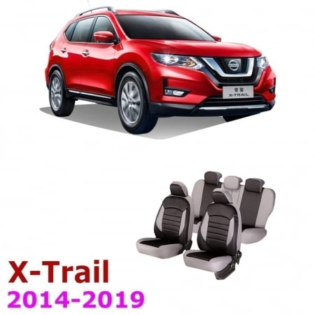 Nissan - Set Huse scaune dedicate NISSAN X-TRAIL T32 2014 - 2019 NEGRU - GRI