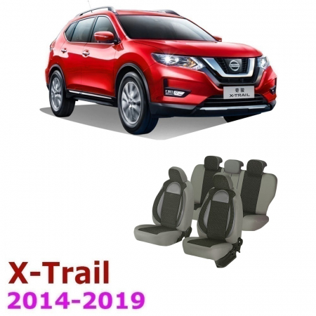 Nissan - Set Huse scaune din material textil dedicate NISSAN X-TRAIL T32 2014 - 2019 cu insertii de piele ecologica