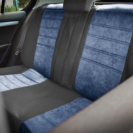 Set huse scaune din piele si textil compatibile Dacia Sandero Stepway (2020-2025) Negru+Albastru [3]