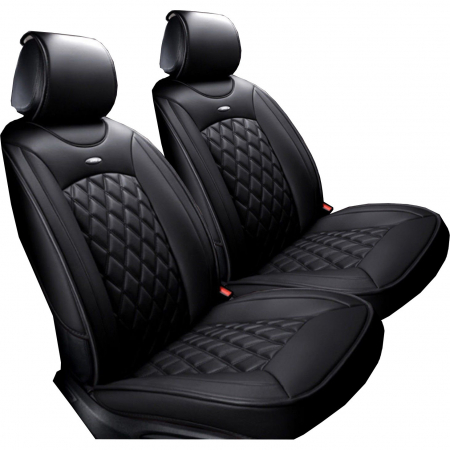Universale - Set huse scaune fata universale lux Piele ecologica - negru