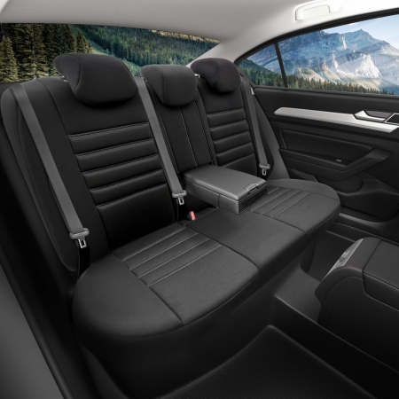 Set huse scaune indibidual Gri compatibile VW Passat B6 (2005-2010)Piele+Textil (Compatibile cu sistem AIRBAG) [3]