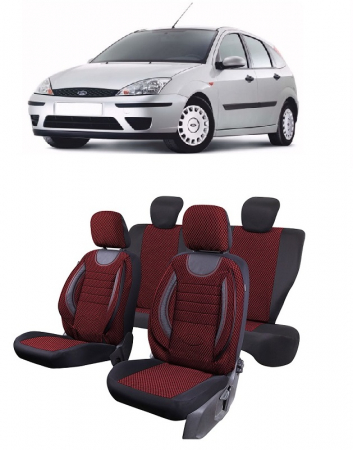 Ford - Set Huse scaune insertii piele ecologica FORD Focus 1 (1998-2005) Rosu