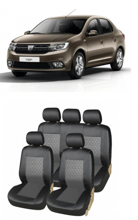Dacia - Set huse scaune piele ecologica Dacia Logan II (2012-2020) Bancheta Fractionata