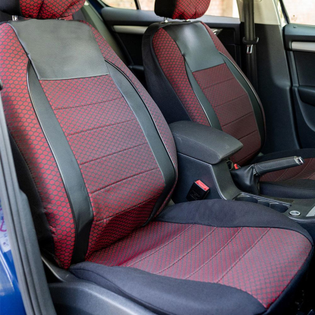 Set huse scaune piele si textil compatibile VW PASSAT B7 (2010-2015) Rosu [3]