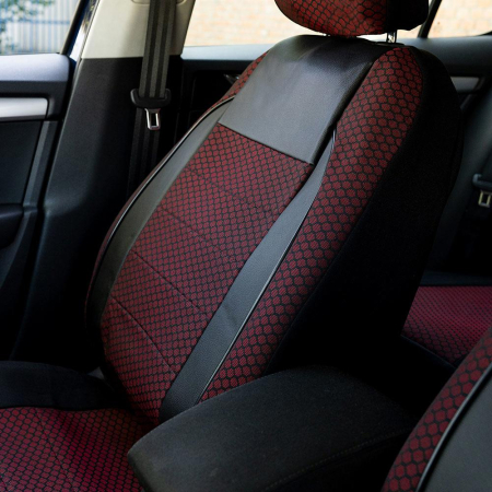 Set huse scaune piele si textil compatibile VW PASSAT B7 (2010-2015) Rosu [1]