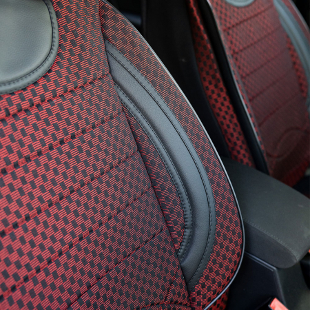 Set huse scaune Piele si textil SKODA OCTAVIA II (2004-2013) Rosu [4]