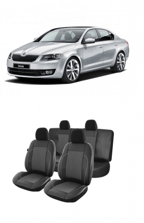 Skoda - Set huse scaune piele si textil SKODA OCTAVIA III 2013-2019